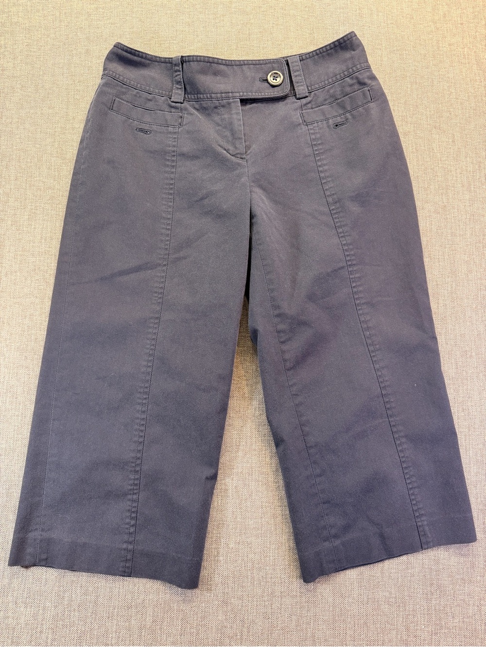 Ann Taylor Lindsay Curvy Navy Crop Capris with Front Seam Detail Size 2